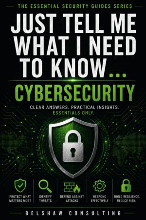 Cybersecurity book cover with lock icon.