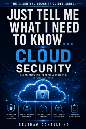 Cloud security book cover with lock illustration.