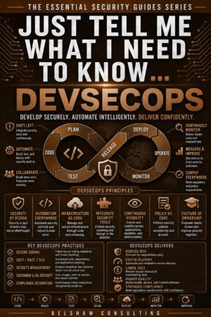 DevSecOps security guide infographic by Belshaw Consulting.