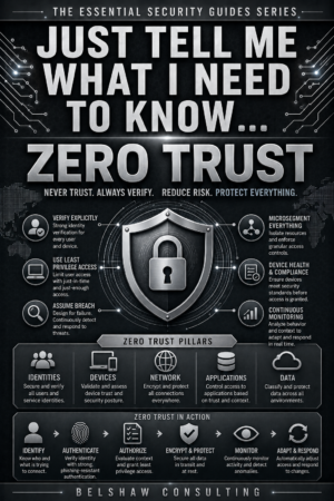 Zero Trust security guide infographic with shield.