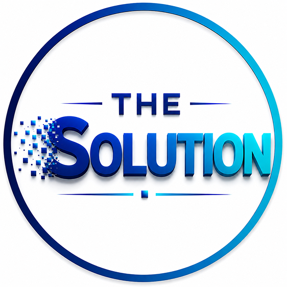 The Solution logo with blue gradient text.
